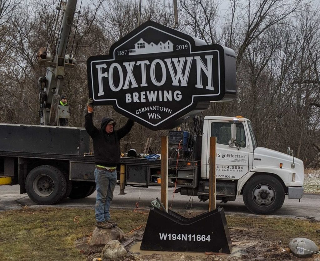 monument sign installation in Germantown, Wisconsin