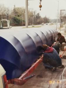 sign builder Rick Rossetti working on a job site