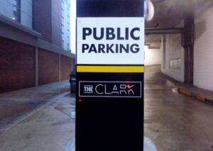 parking structure sign in Milwaukee, Wisconsin