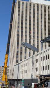 high rise sign installation in Milwaukee