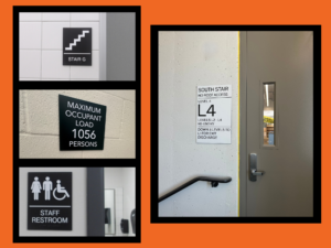 photos of code compliant ADA signage